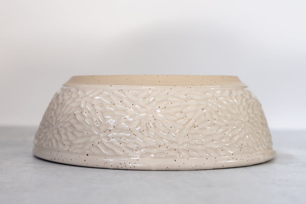 Farmhouse White Carved Serving Bowl