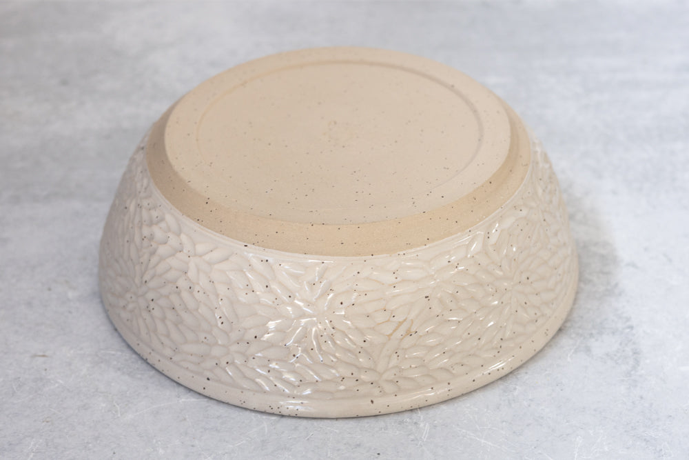 Farmhouse White Carved Serving Bowl