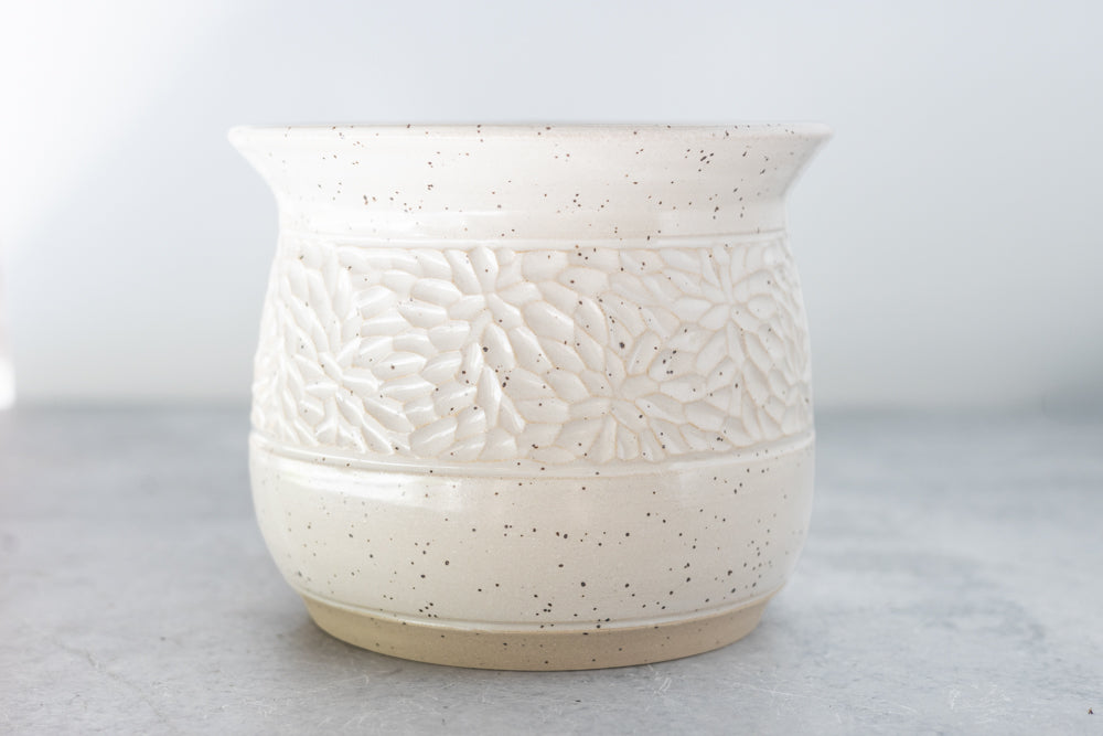 Farmhouse White Carved Vase