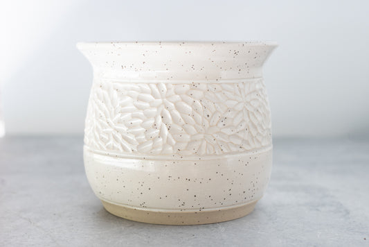 Farmhouse White Carved Vase