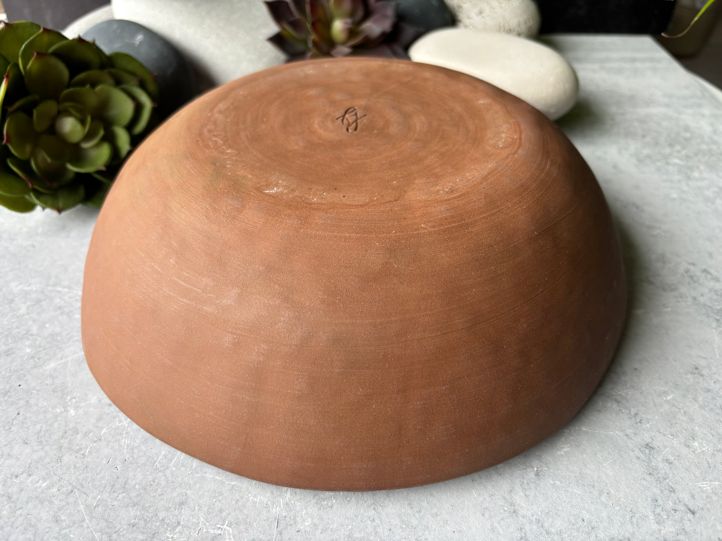 Carved Floating Blue Serving Bowl