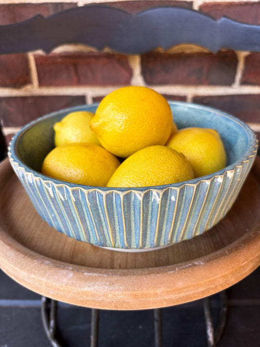 Frosted Blue Elevated Serving Bowl