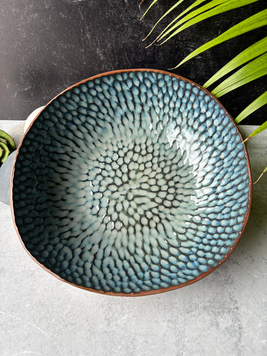 Carved Floating Blue Serving Bowl