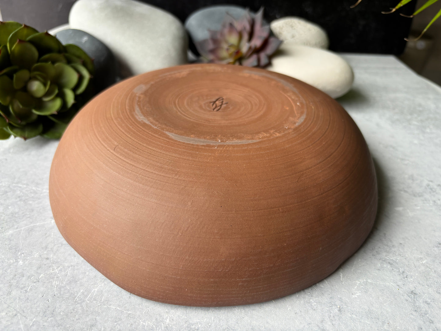 Carved Floating Blue Serving Bowl