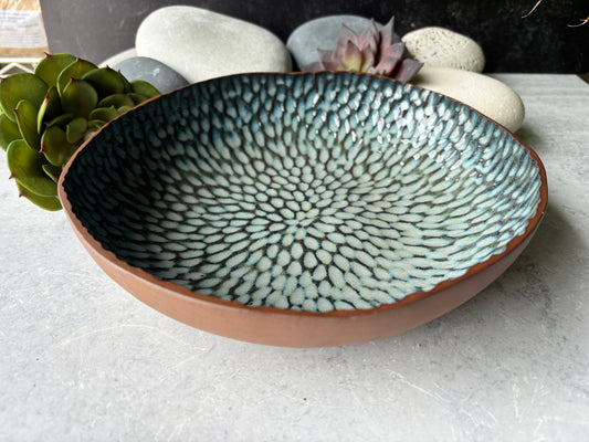 Carved Floating Blue Serving Bowl