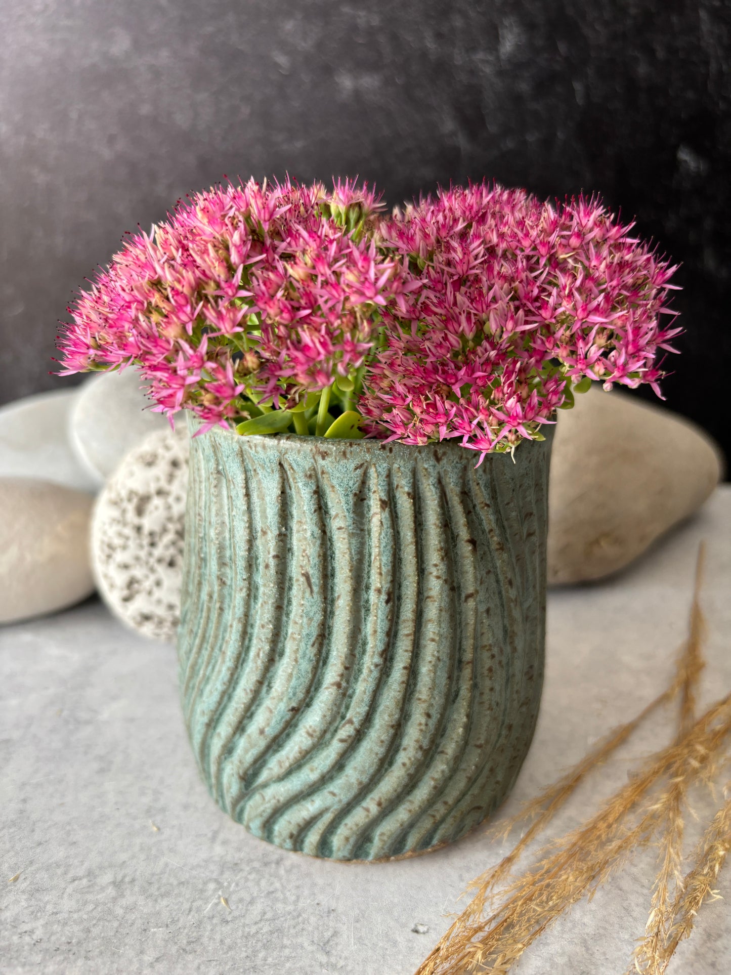 Carved Speckled Ocean Bud Vase