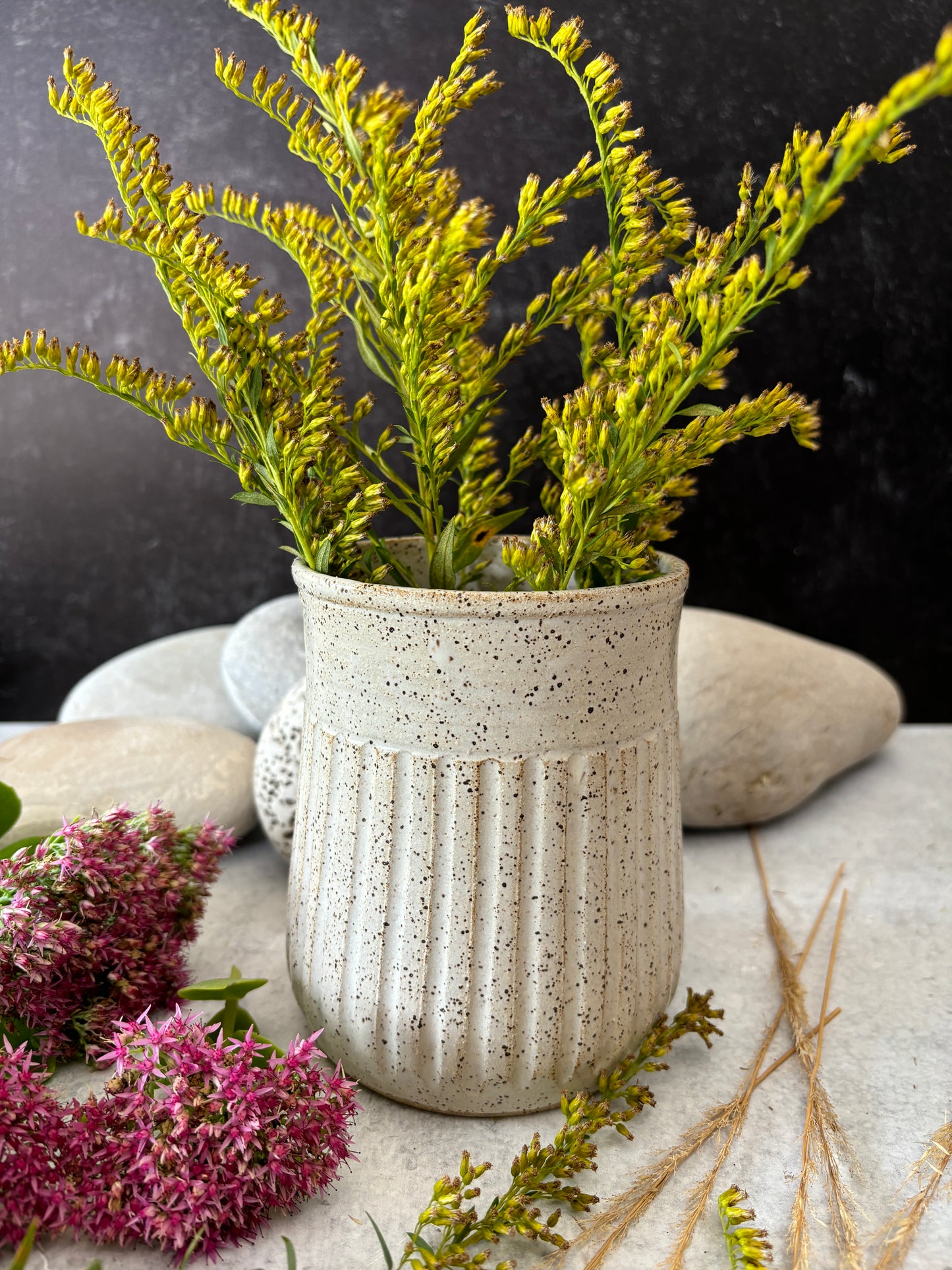 Speckled Farmhouse White Vase