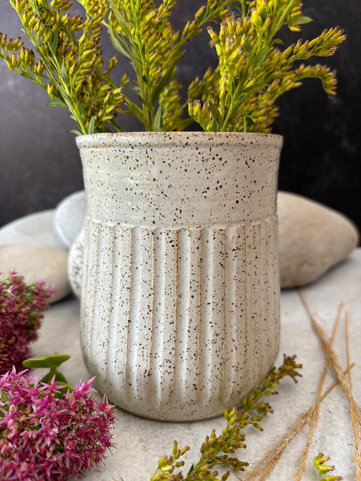 Speckled Farmhouse White Vase